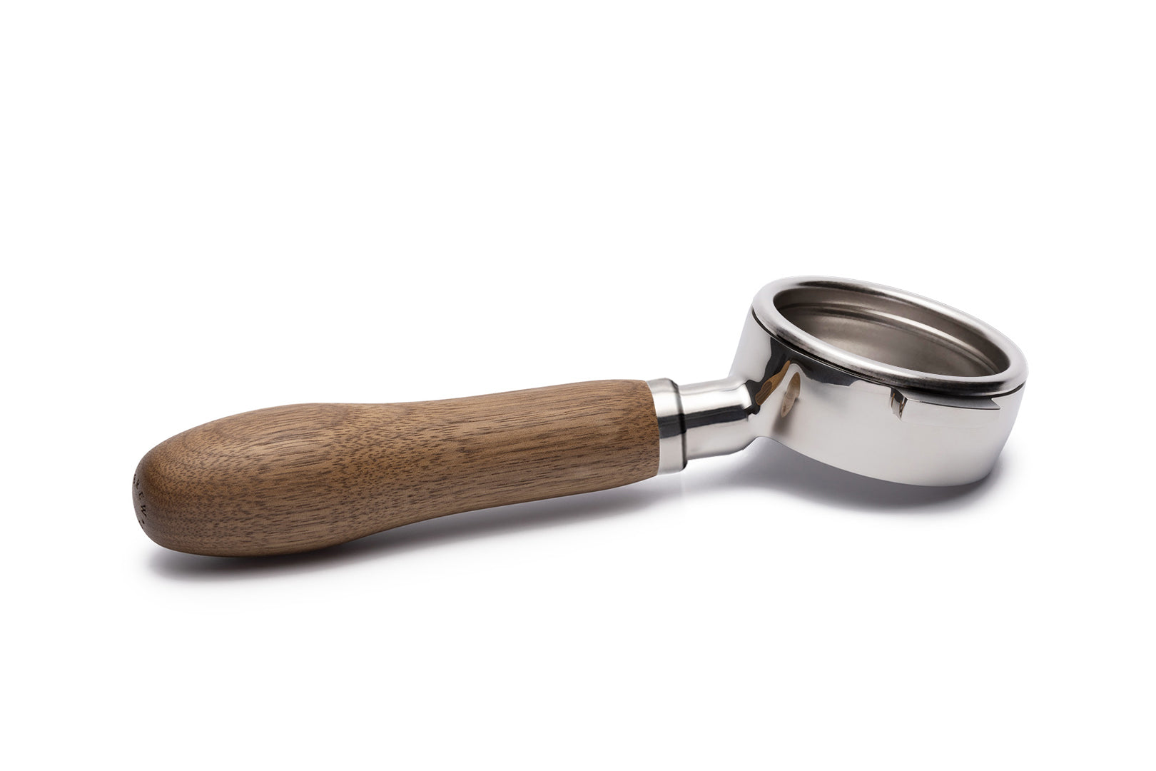 Edelstahl Siebträger mit Holzgriff bodenlos