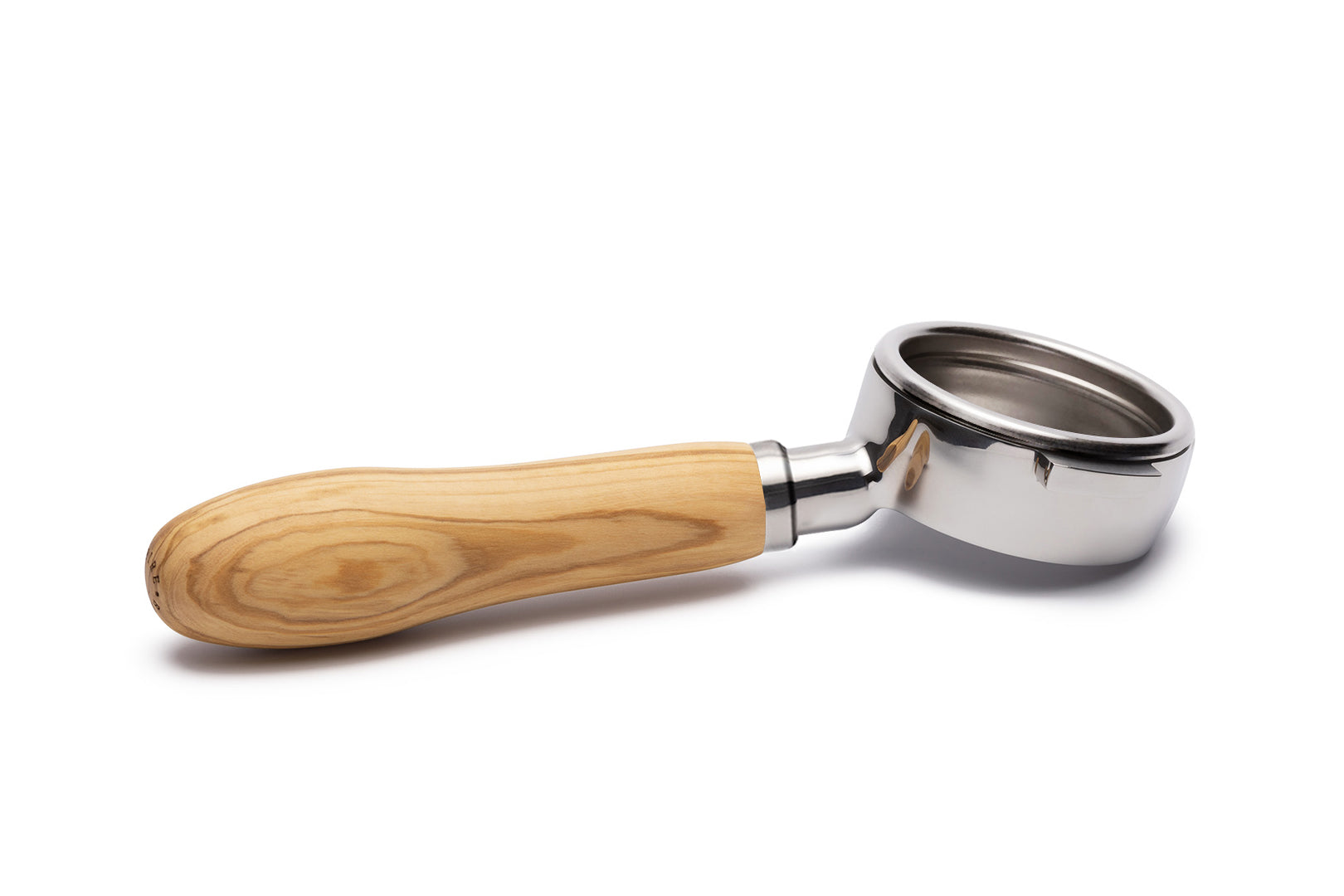 Edelstahl Siebträger mit Holzgriff bodenlos