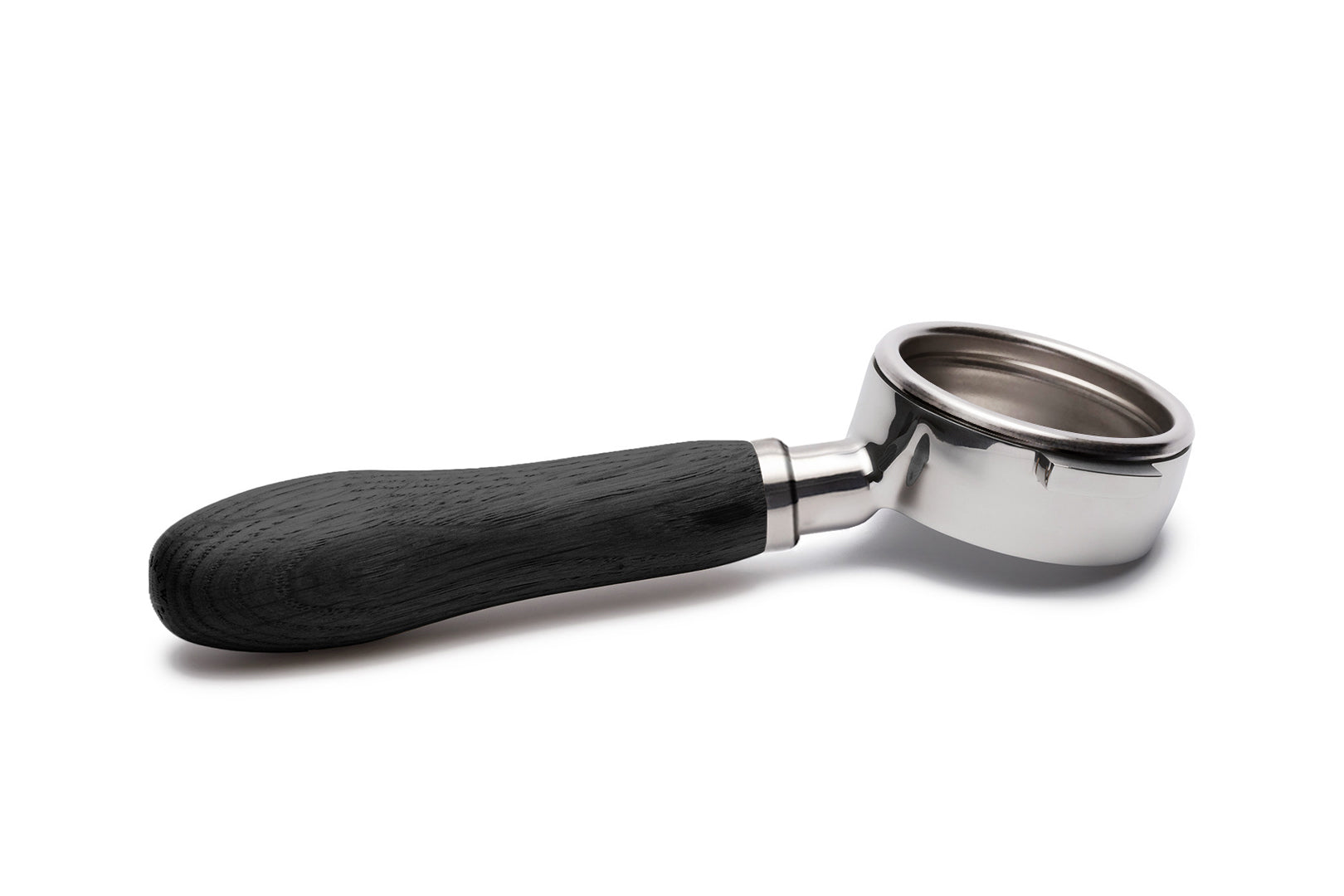 Edelstahl Siebträger mit Holzgriff bodenlos