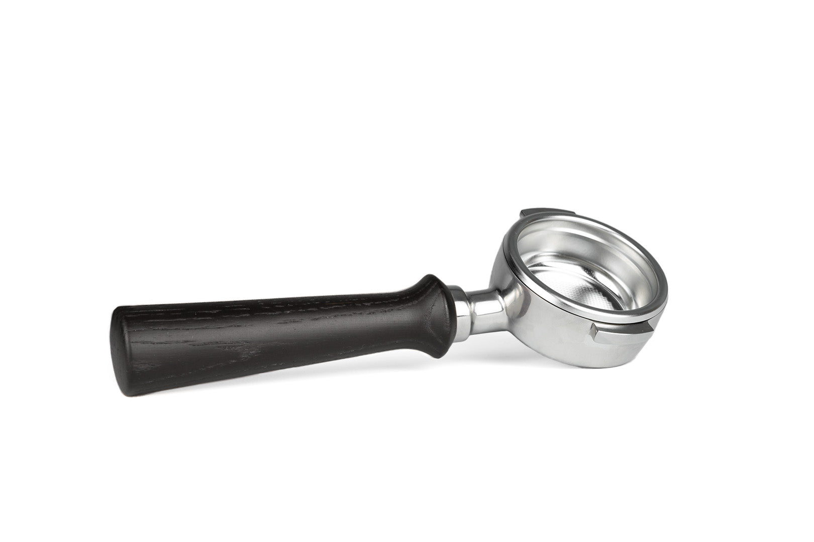 Edelstahl Siebträger mit Holzgriff bodenlos