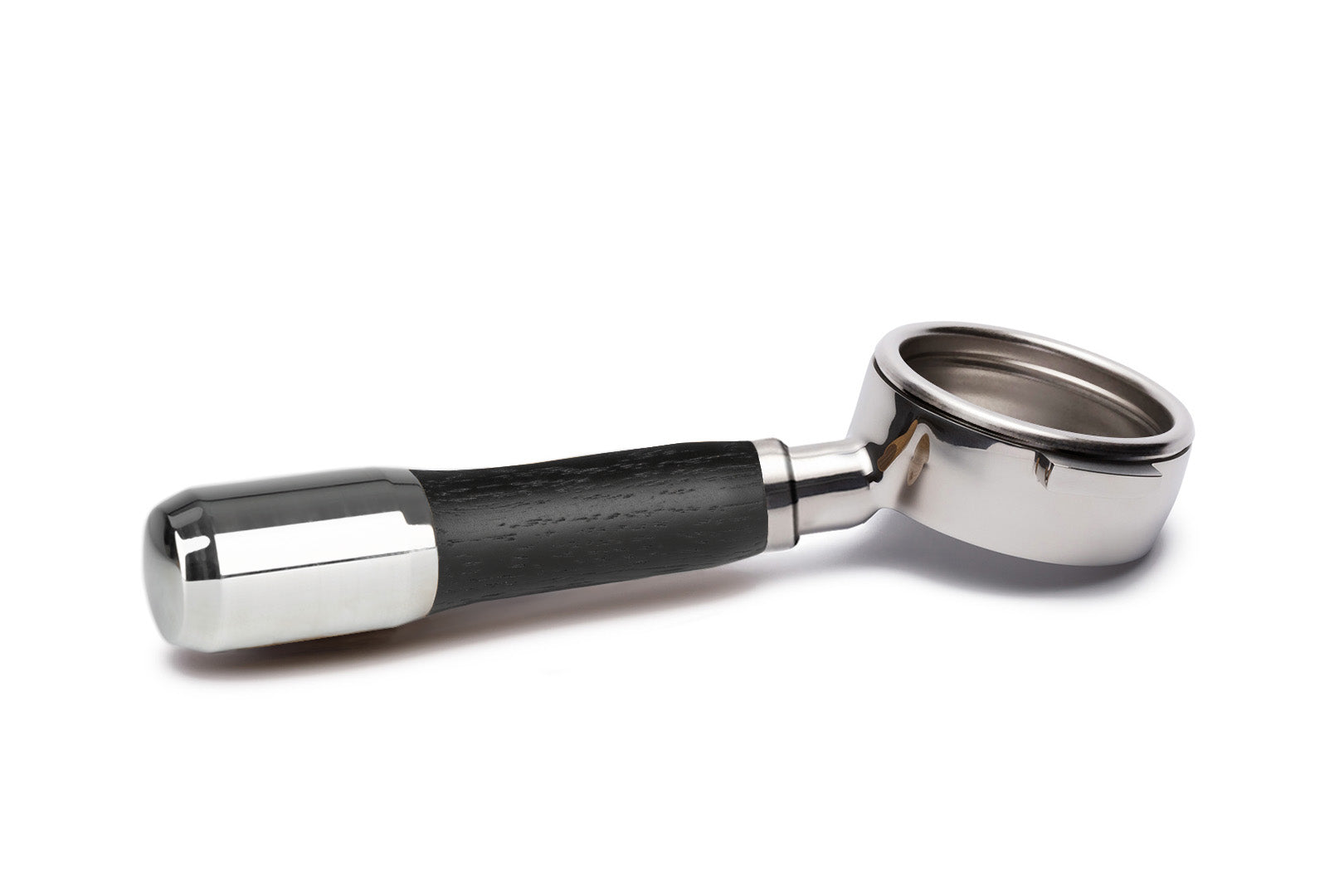 Edelstahl Siebträger mit Holzgriff bodenlos