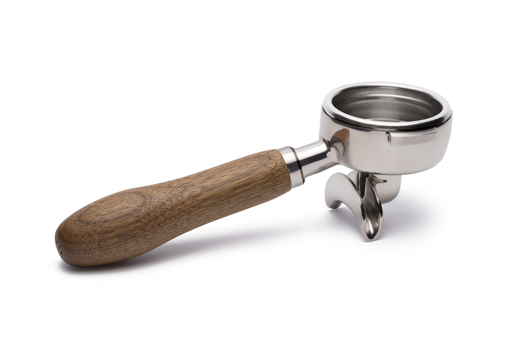 Edelstahl Siebträger mit Holzgriff Doppelauslauf