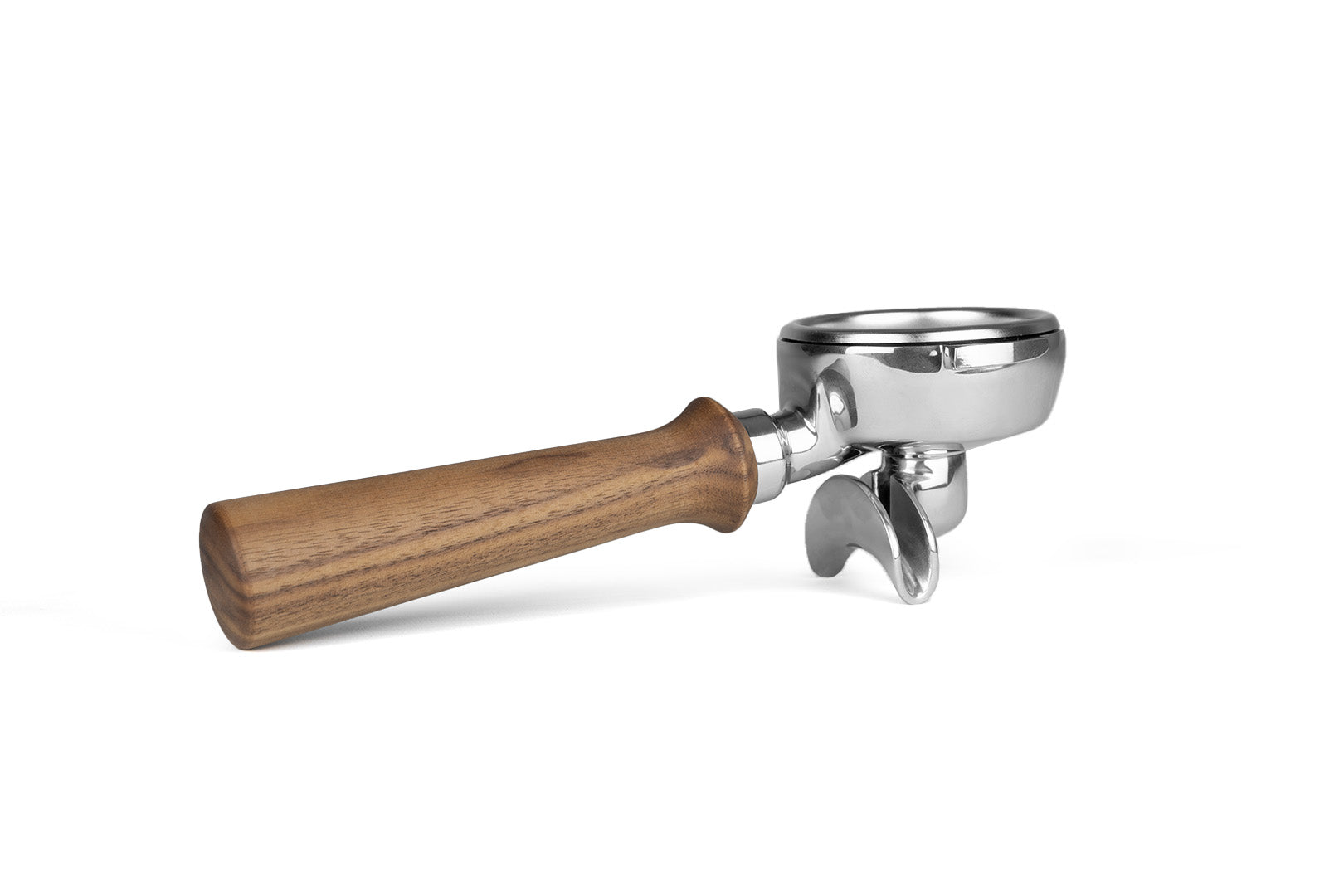 Edelstahl Siebträger mit Holzgriff Doppelauslauf