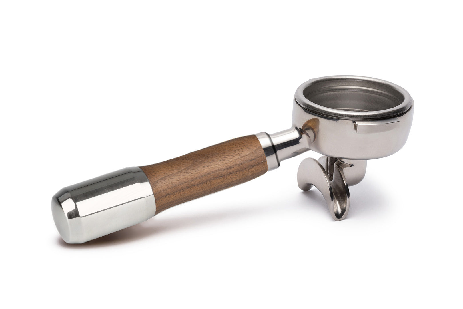 Edelstahl Siebträger mit Holzgriff Doppelauslauf