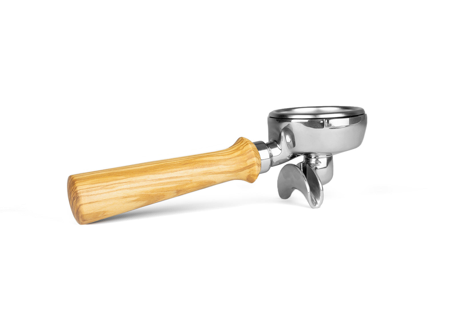 Edelstahl Siebträger mit Holzgriff Doppelauslauf