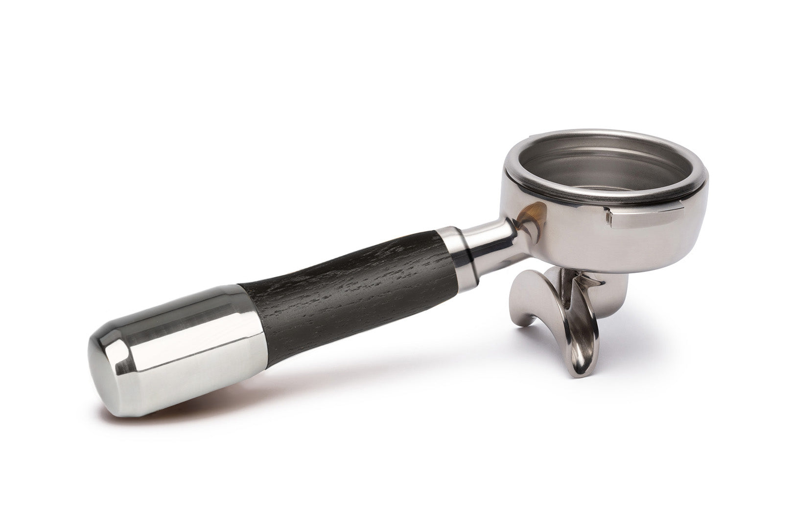 Edelstahl Siebträger mit Holzgriff Doppelauslauf