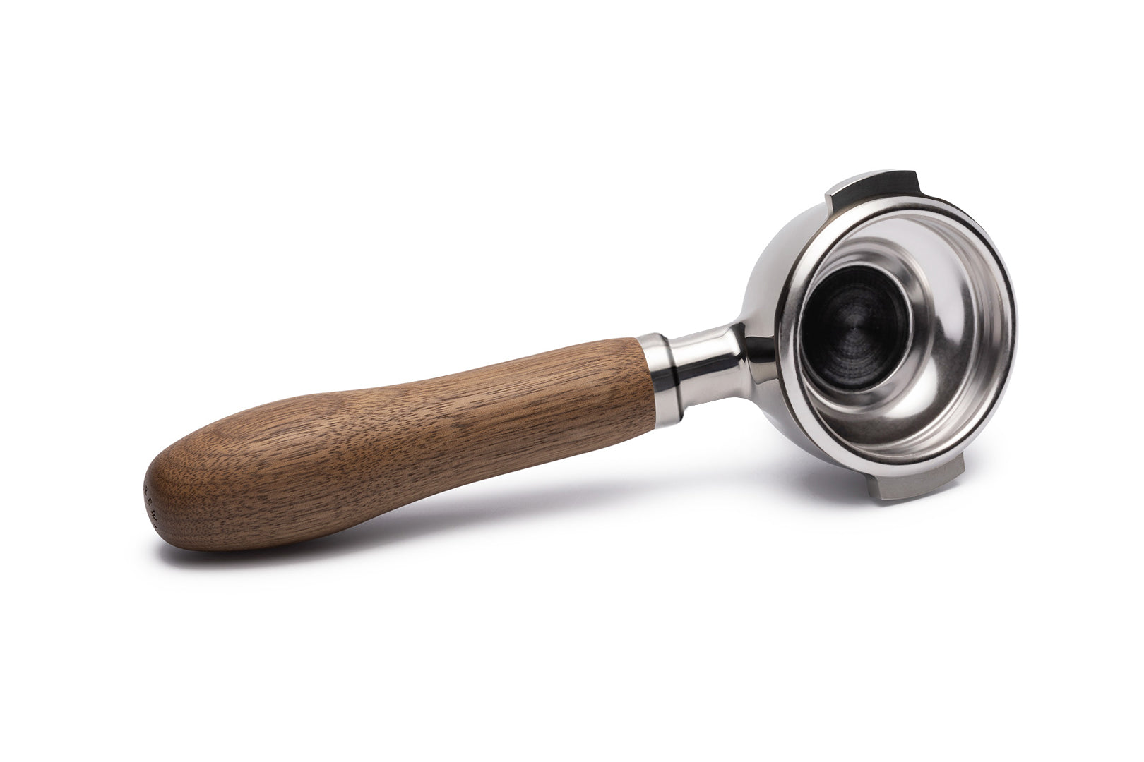 Edelstahl Siebträger mit Holzgriff Einzelauslauf