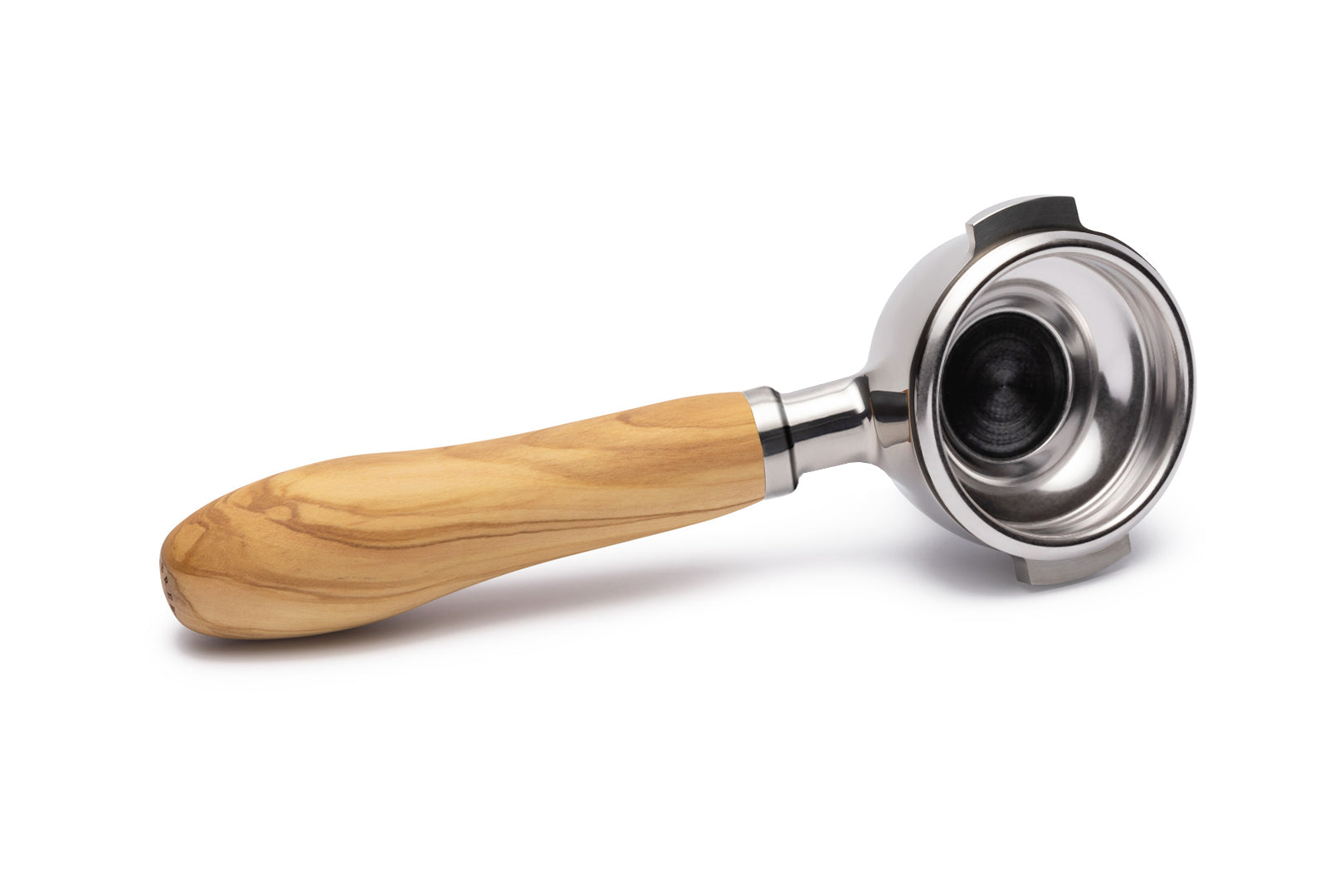 Edelstahl Siebträger mit Holzgriff Einzelauslauf