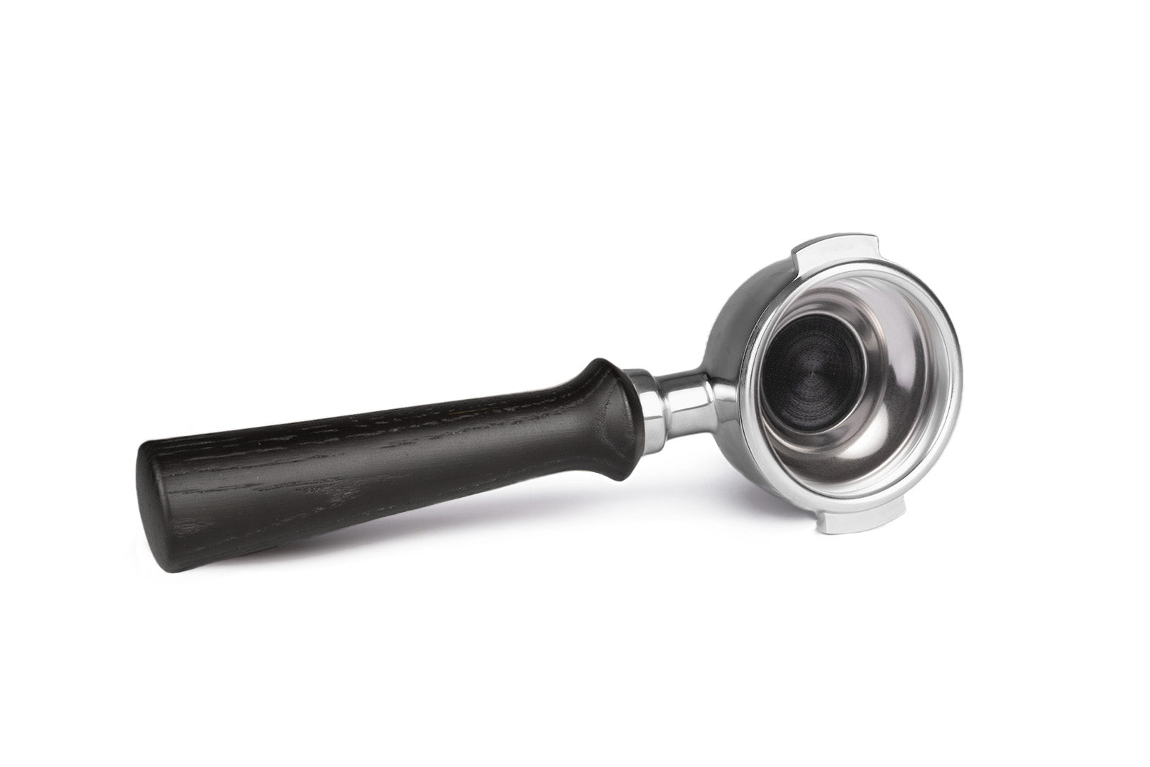 Edelstahl Siebträger mit Holzgriff Einzelauslauf