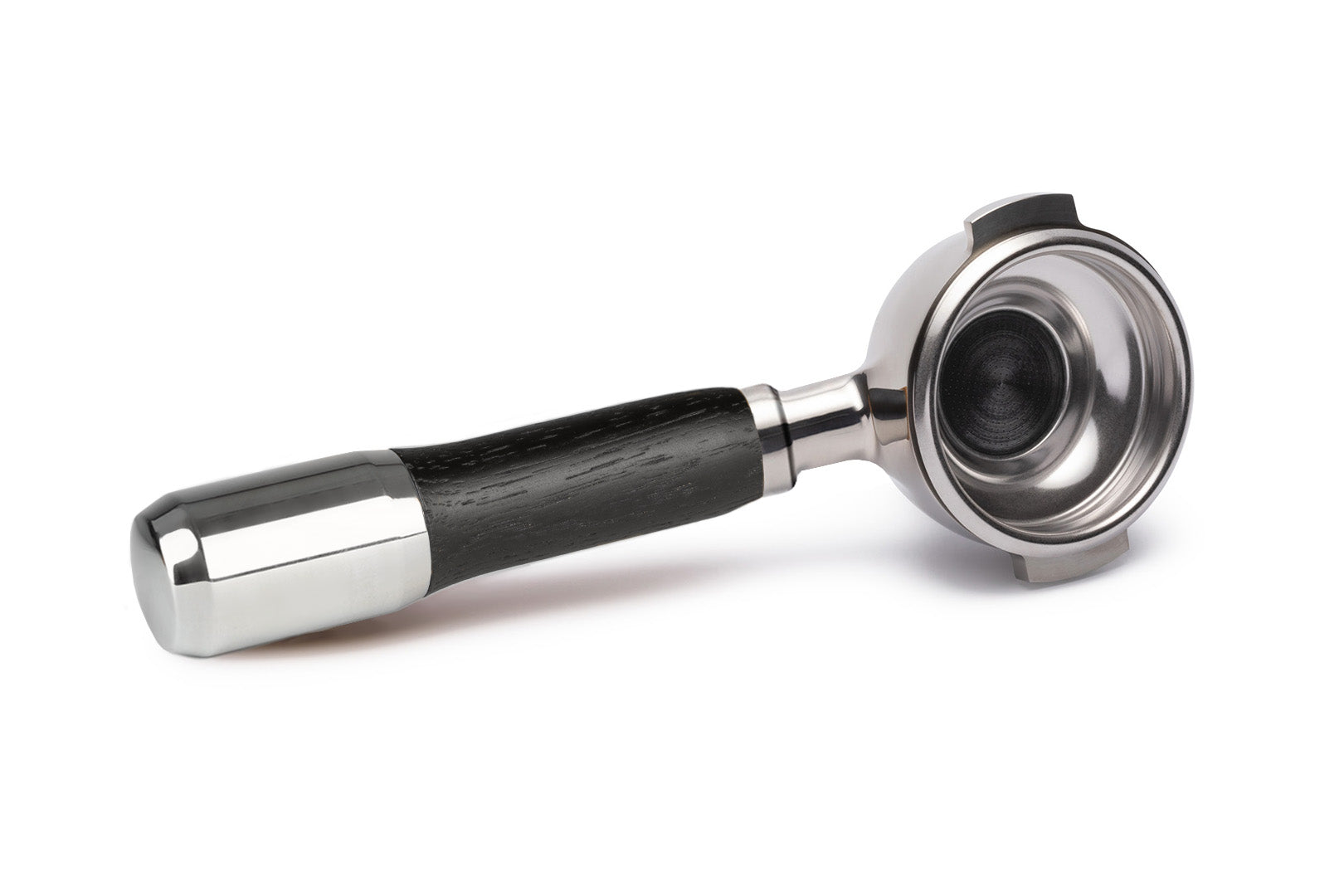 Edelstahl Siebträger mit Holzgriff Einzelauslauf