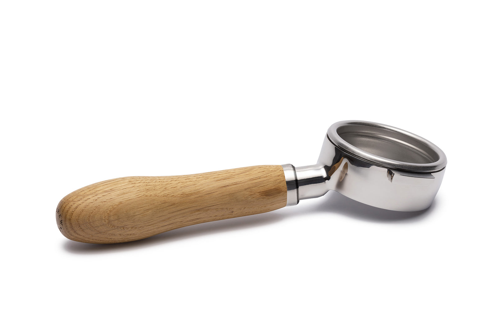 Edelstahl Siebträger mit Holzgriff bodenlos