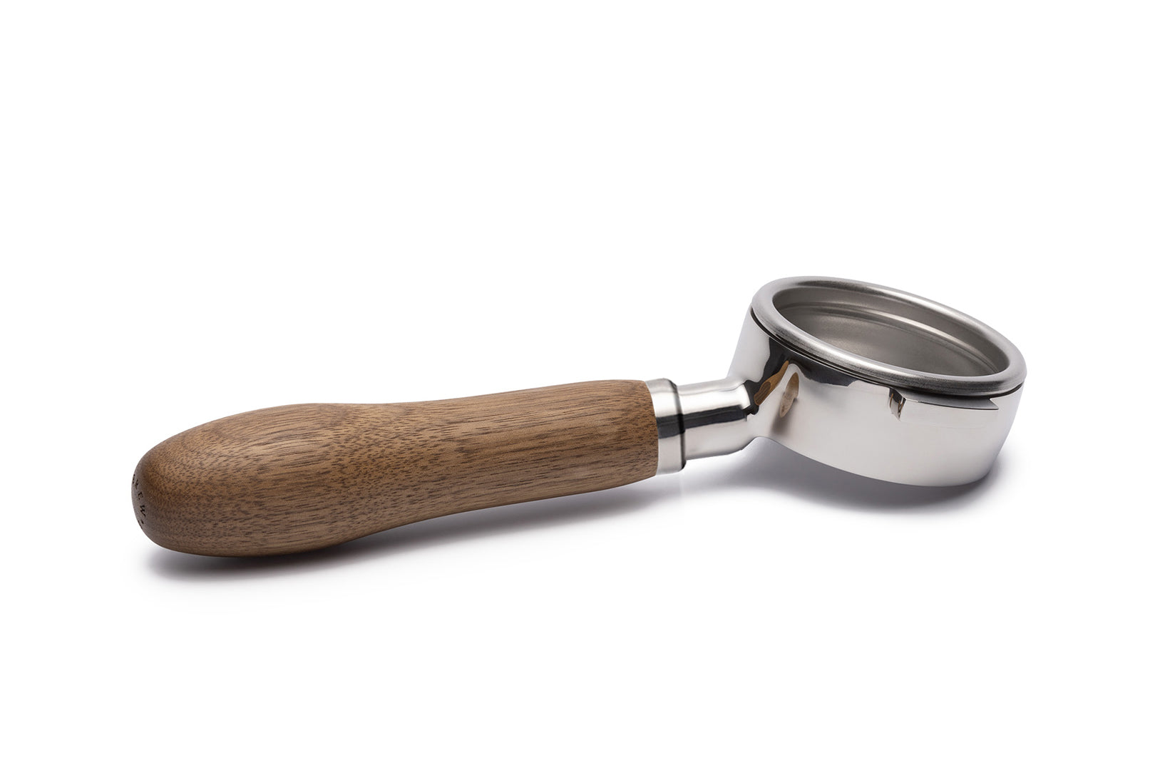 Edelstahl Siebträger mit Holzgriff bodenlos