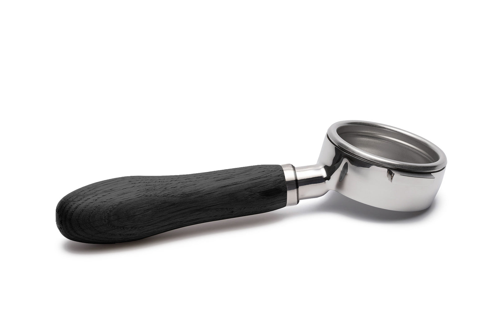 Edelstahl Siebträger mit Holzgriff bodenlos