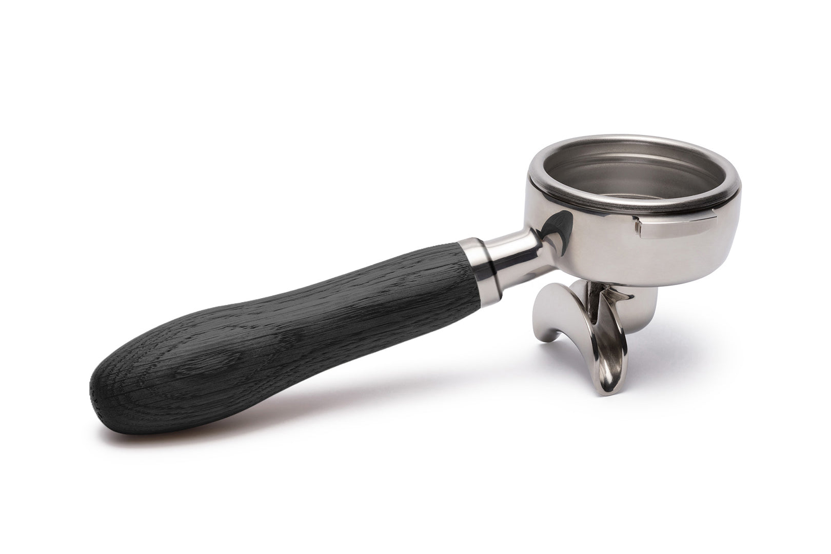 Edelstahl Siebträger mit Holzgriff Doppelauslauf