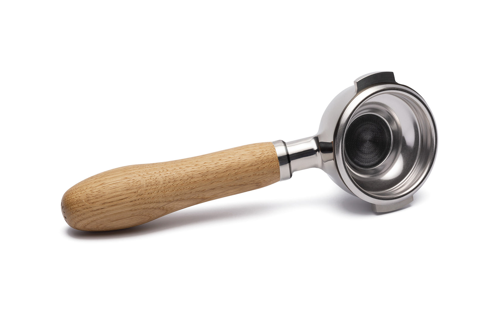 Edelstahl Siebträger mit Holzgriff Einzelauslauf