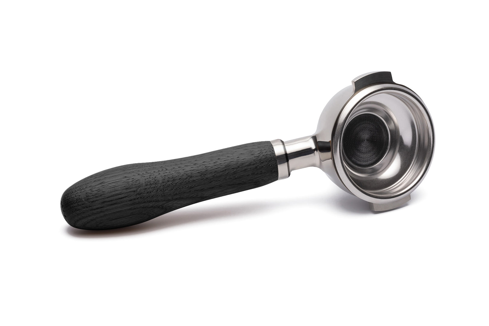 Edelstahl Siebträger mit Holzgriff Einzelauslauf